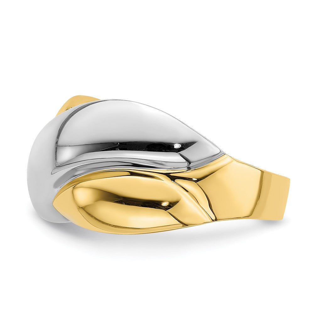 14K w/Rhodium Polished   X   Dome Ring