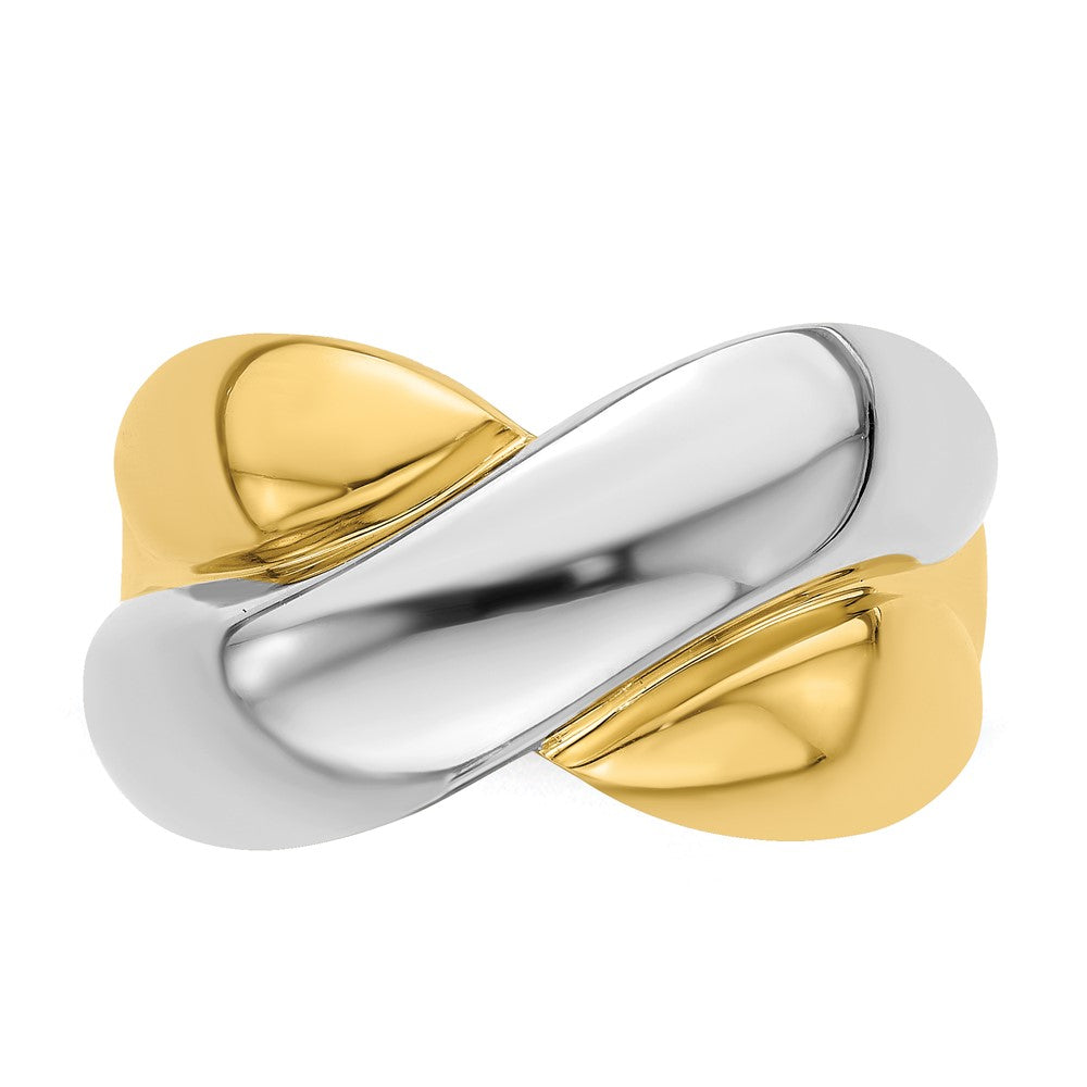 14K w/Rhodium Polished   X   Dome Ring
