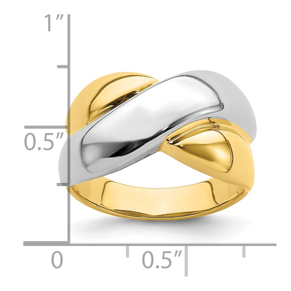 14K w/Rhodium Polished   X   Dome Ring