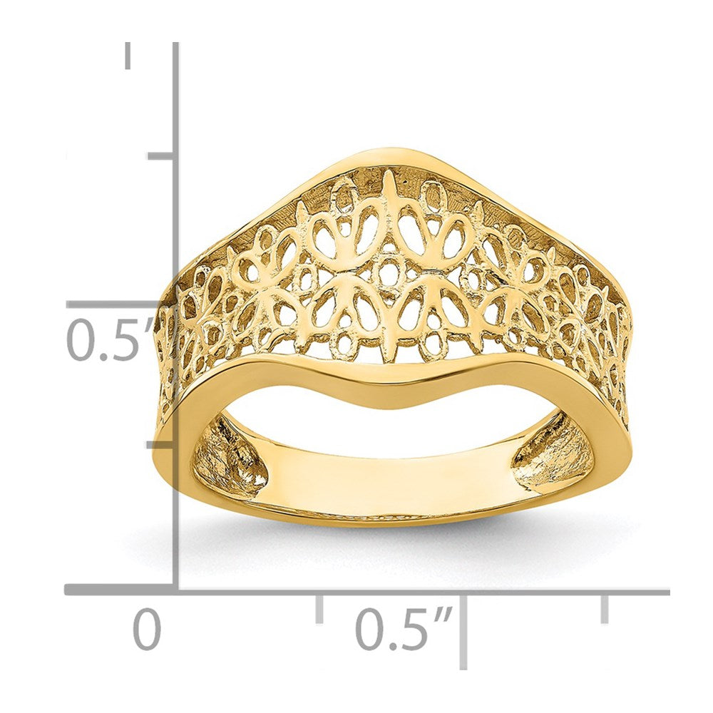 14k Cut-Out Pattern Scalloped Edge Ring