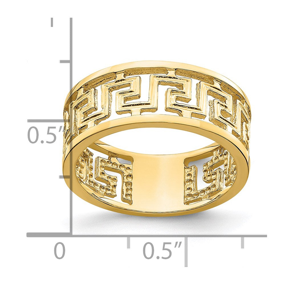 14K Polished Cut Out Greek Key Design Band