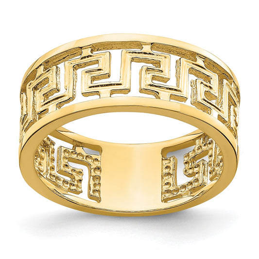 14K Polished Cut Out Greek Key Design Band