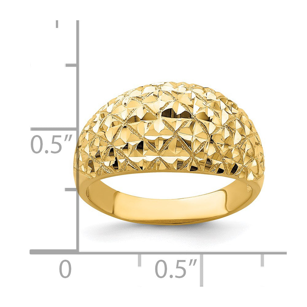 14K  D/C Quilted Pattern Dome Ring