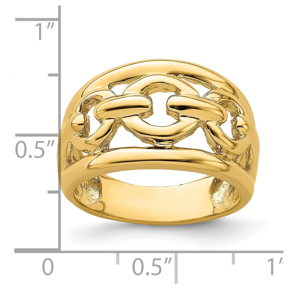 14K Polished Chain Design Inside Ring