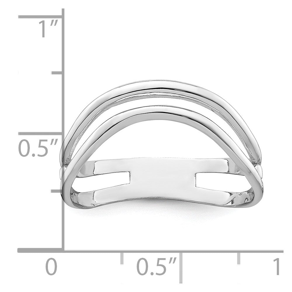 14k White Gold Double Wave Fashion Thumb Ring