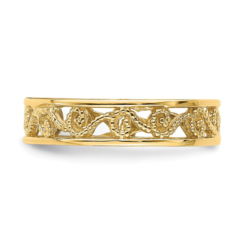 14k Beaded Scroll Cut-Out Band Child's Ring
