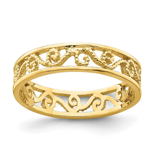14k Beaded Scroll Cut-Out Band Child's Ring