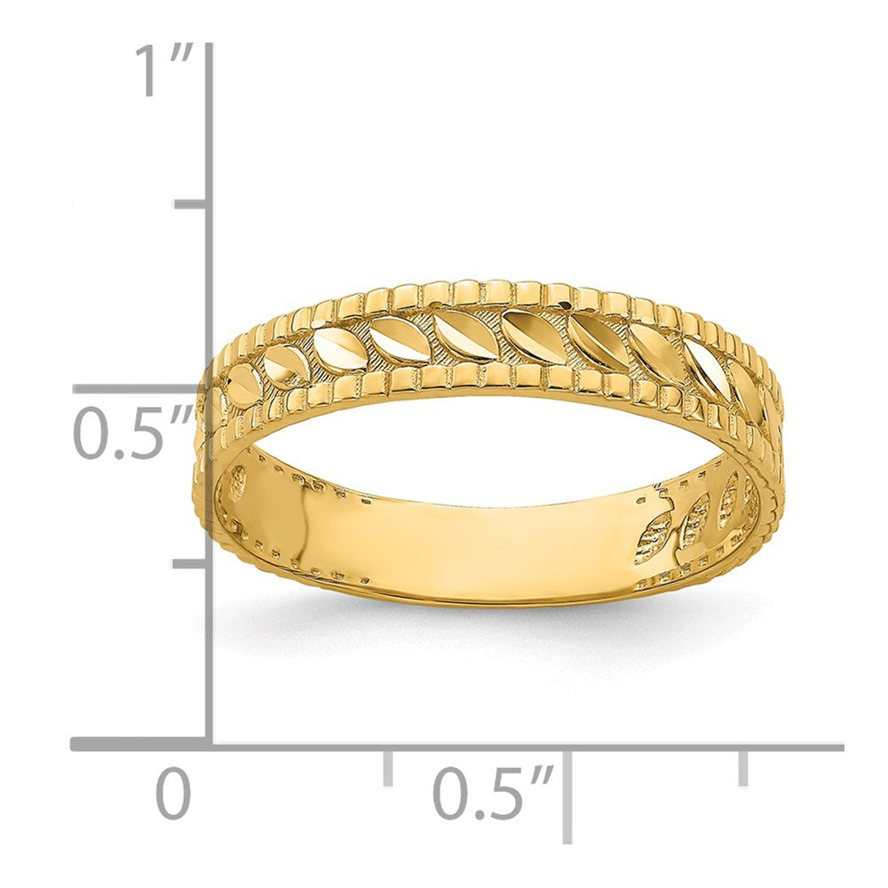 14k Yellow Gold D/C Leaf Engraved Thumb Ring (size 9)