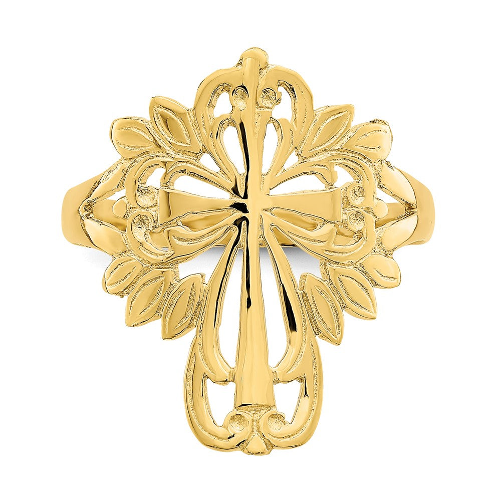 14k Polished Cut-Out Cross Ring