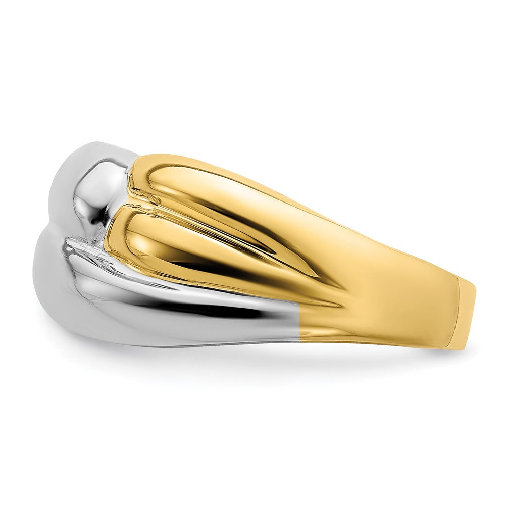 14k Two-Tone Polished Zigzag Design Ring