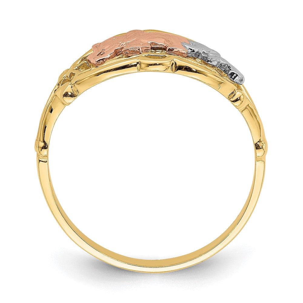 14k Yellow Gold Two-Tone w/ White RH Two Elephants Ring