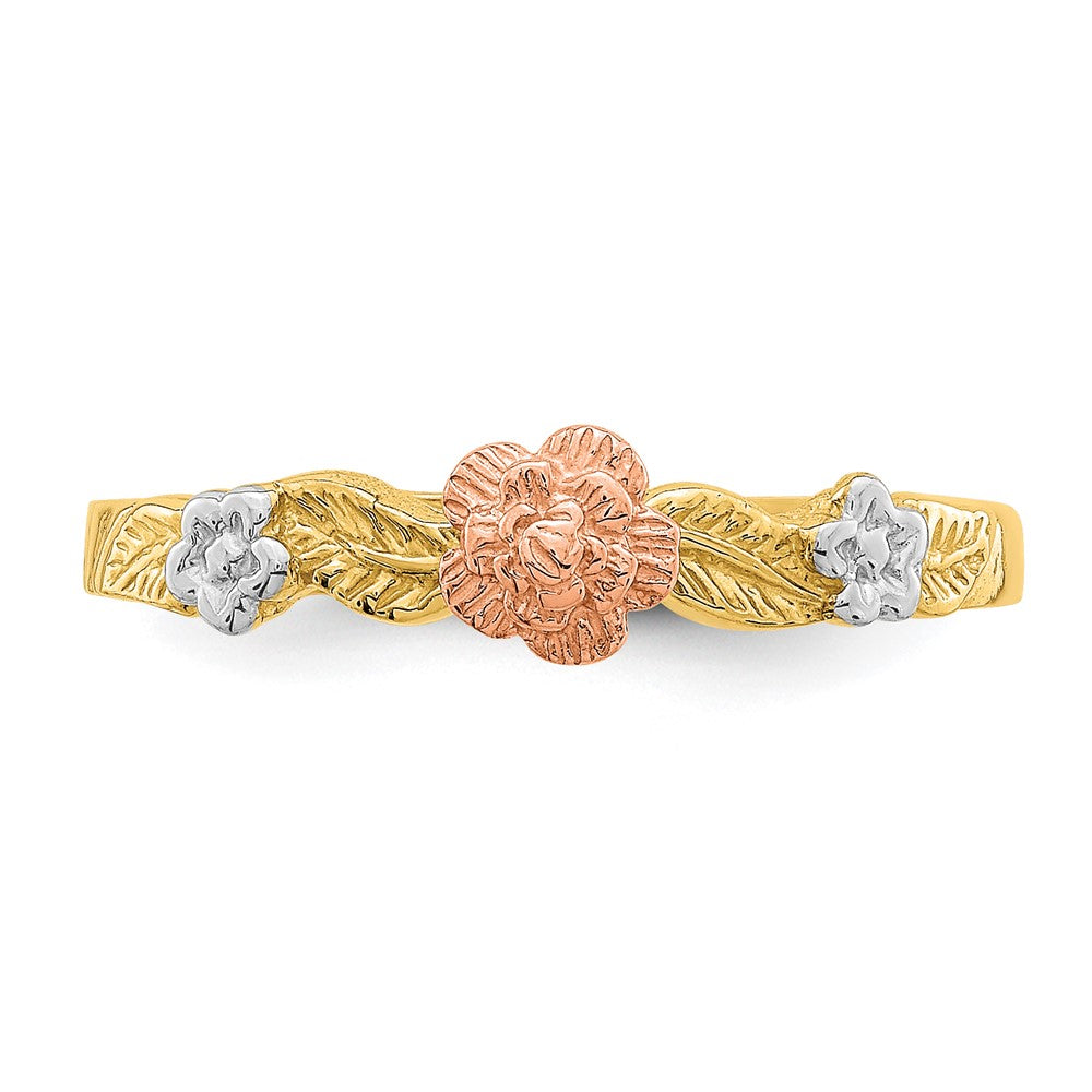 14k Two-Tone w/White Rhodium Flower Ring