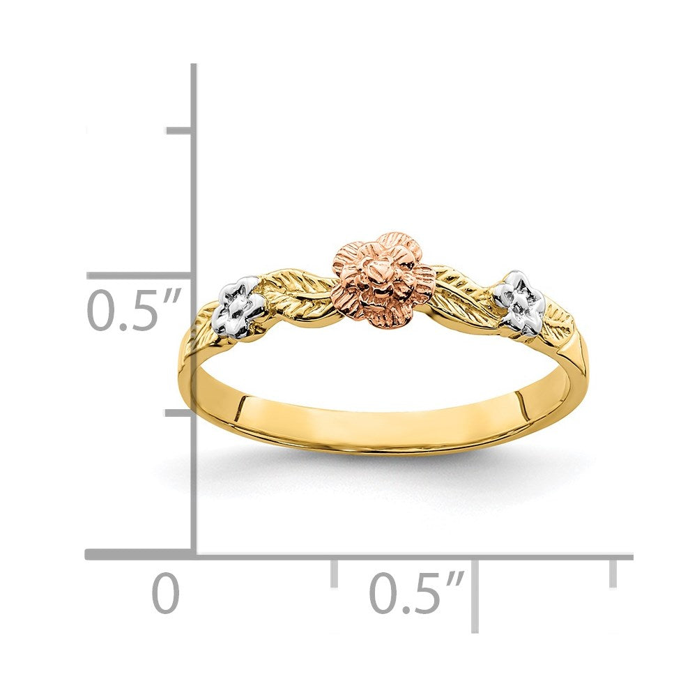 14k Two-Tone w/White Rhodium Flower Ring