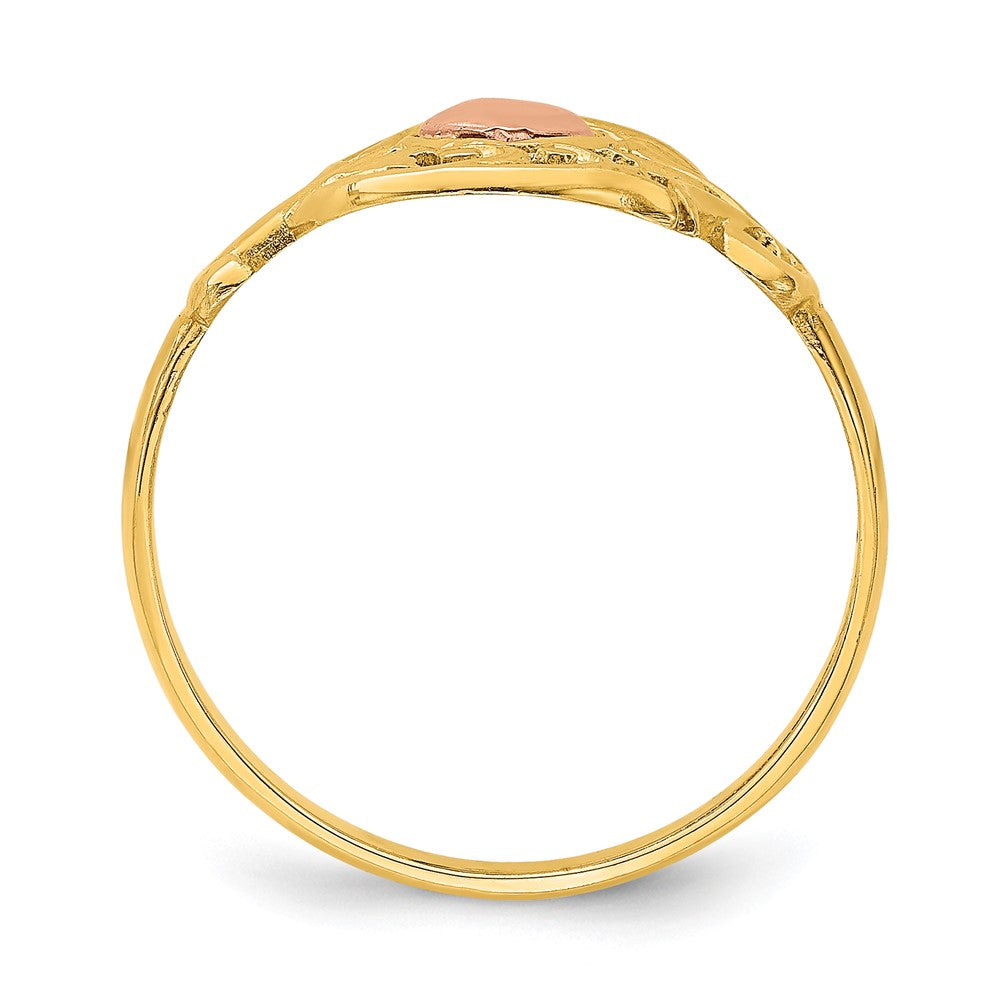 14K Two-tone Polished Filigree Around Heart Ring