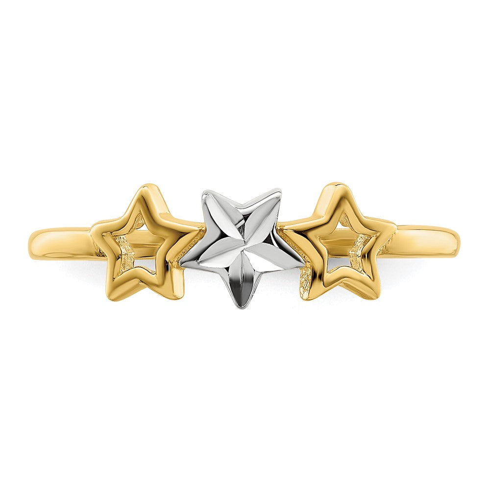 14k w/Rhodium 3-star Ring
