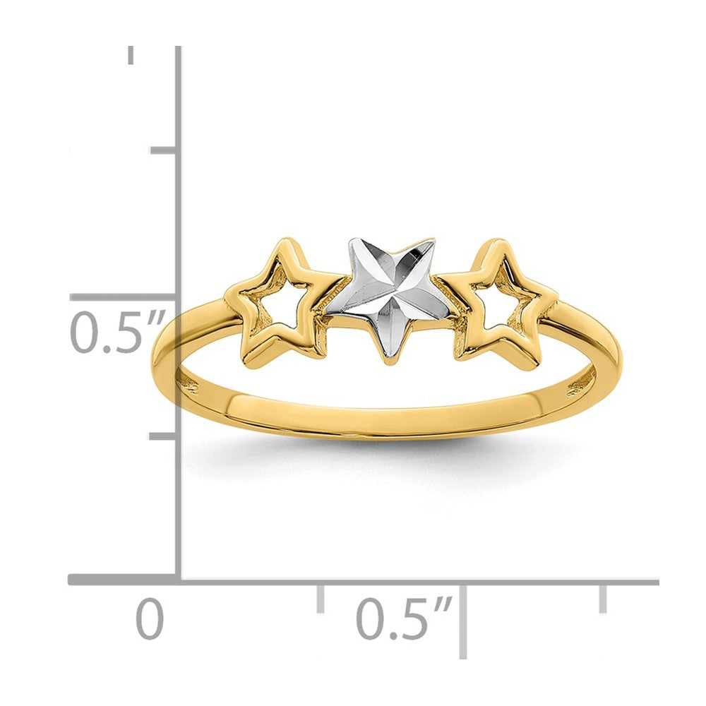 14k w/Rhodium 3-star Ring
