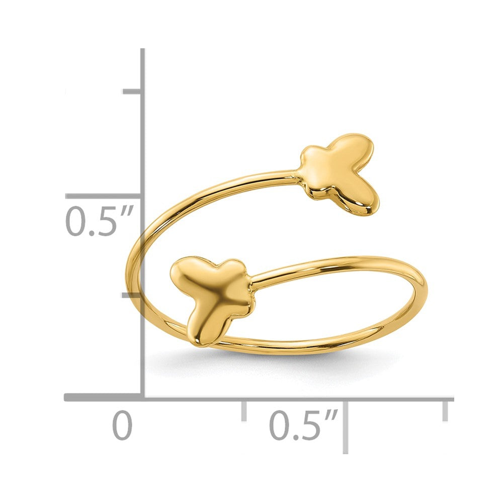 14K Polished Adjustable Butterfly Ring