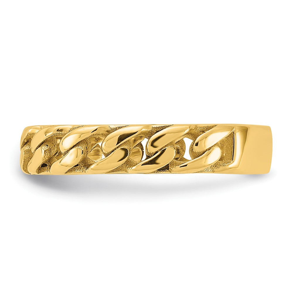14k Polished 4mm Curb Link Ring Size 8.5
