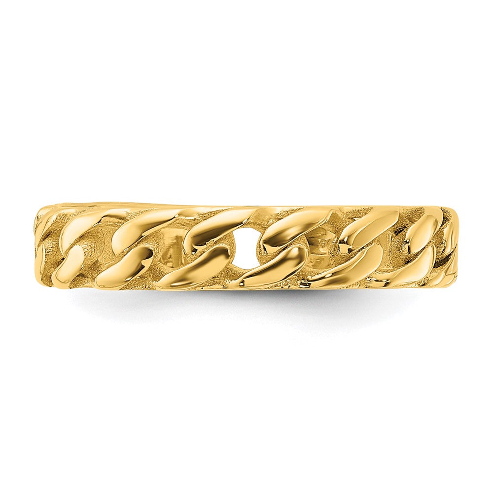 14k Polished 4mm Curb Link Ring Size 8.5