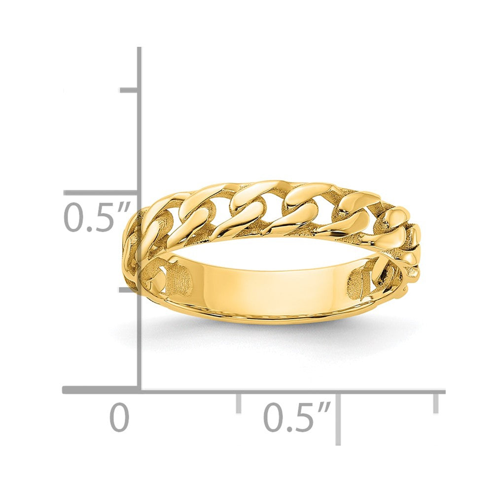 14k Polished 4mm Curb Link Ring Size 8.5