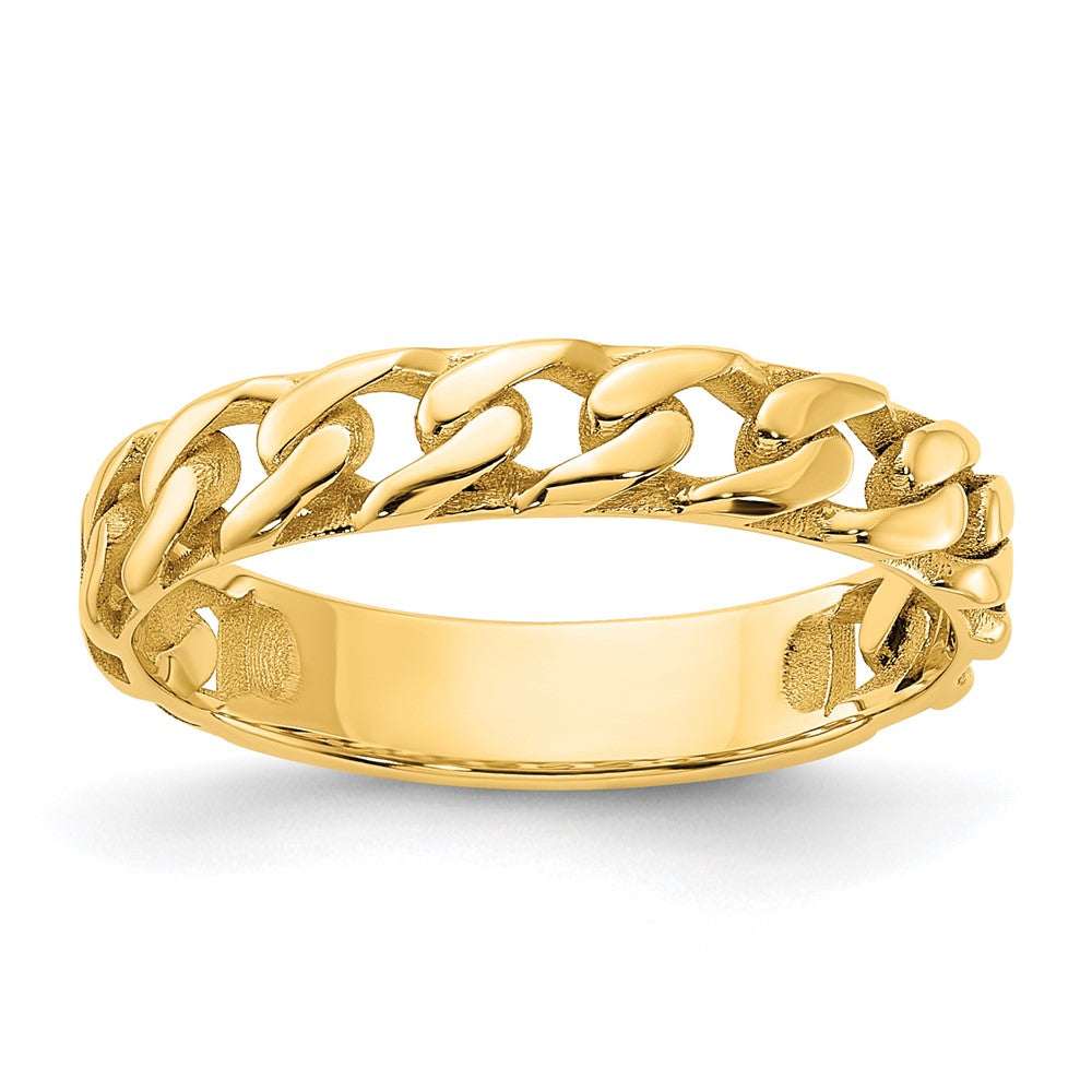 14k Polished 4mm Curb Link Ring Size 5.5
