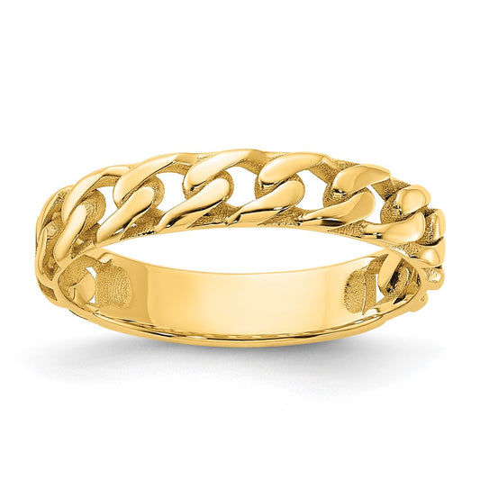14k Polished 4mm Curb Link Ring Size 8
