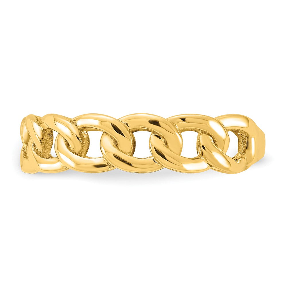 14k Polished 5mm Curb Link Ring Size 4