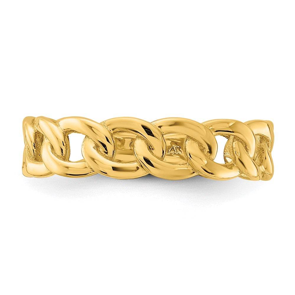14k Polished 5mm Curb Link Ring Size 7.5