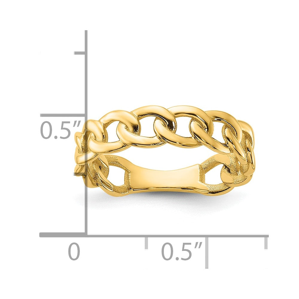 14k Polished 5mm Curb Link Ring Size 8