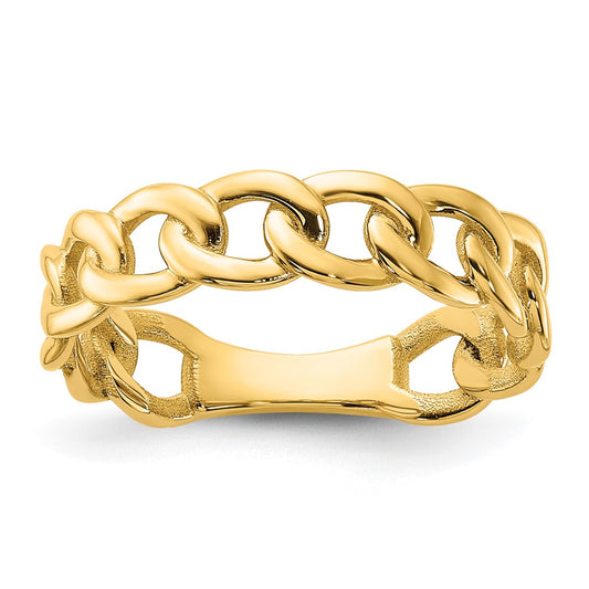 14k Polished 5mm Curb Link Ring Size 10
