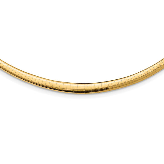 14k w/Rhodium 3/6mm Graduated Reversible Omega Necklace