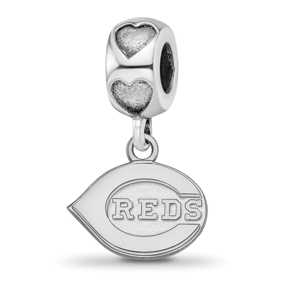 Sterling Silver Rh-plated Cincinnati Reds C REDS on Heart Bead