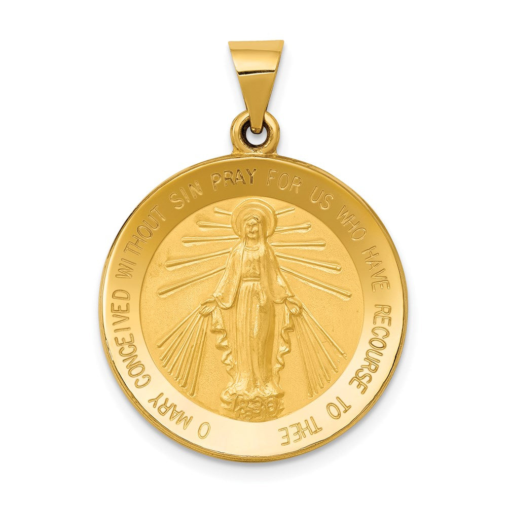14k Virgin Mary Medal Hollow Pendant