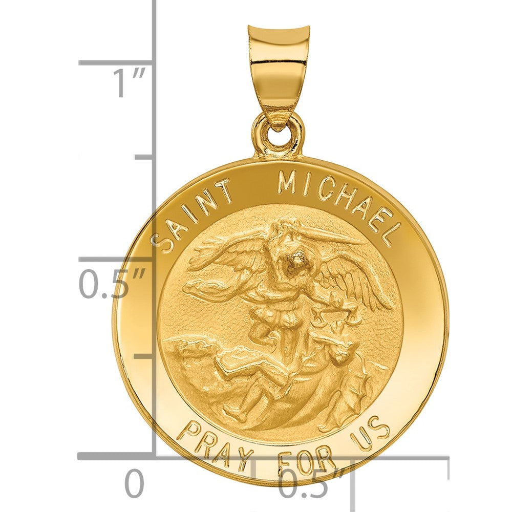 14k Saint Michael Medal Hollow Pendant