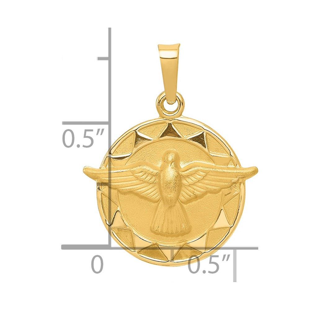 14k Holy Spirit Medal Hollow Round Pendant