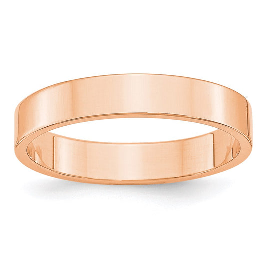 14k Rose Gold Rose Gold 4mm Lightweight Flat Wedding Band Size 8
