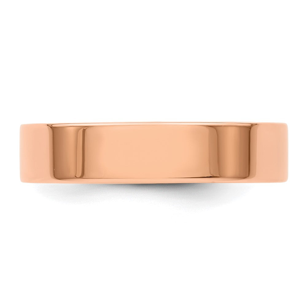14k Rose Gold 5mm Lightweight Flat Wedding Band Size 10