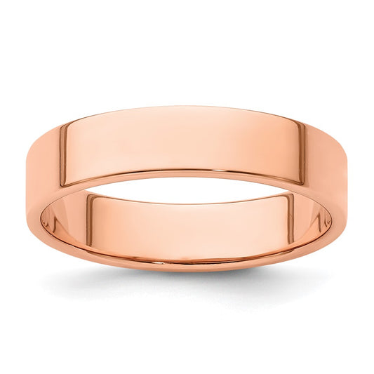 14k Rose Gold Rose Gold 5mm Lightweight Flat Wedding Band Size 5
