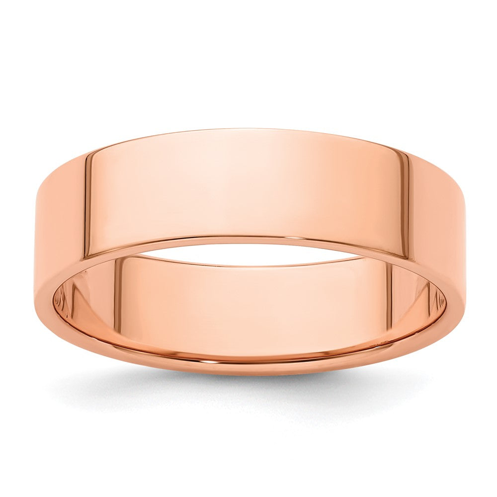 14k Rose Gold 6mm Lightweight Flat Wedding Band Size 5