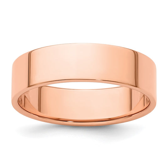 14k Rose Gold Rose Gold 6mm Lightweight Flat Wedding Band Size 7.5