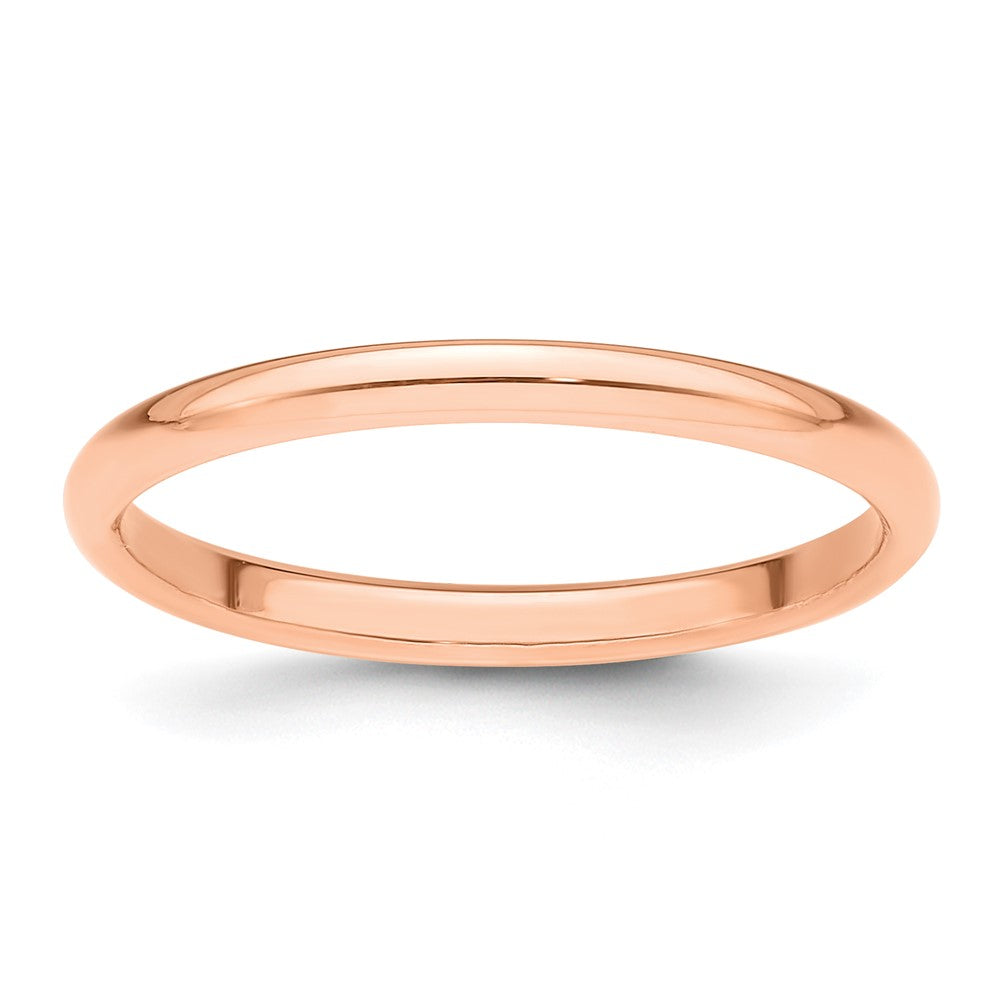 14k Rose Gold 2mm Half-Round Wedding Band Size 7