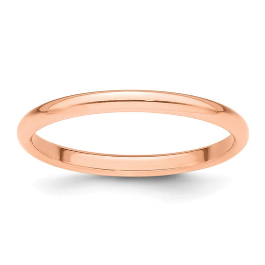 14k Rose Gold 2mm Half-Round Wedding Band Size 7