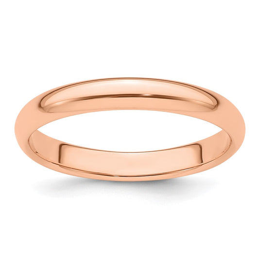 14k Rose Gold 3mm Half-Round Wedding Band Size 5