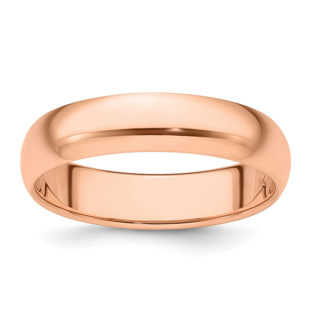 14k Rose Gold 5mm Half Round Wedding Band Size 11.5