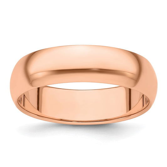 14k Rose Gold 6mm Half-Round Wedding Band Size 5