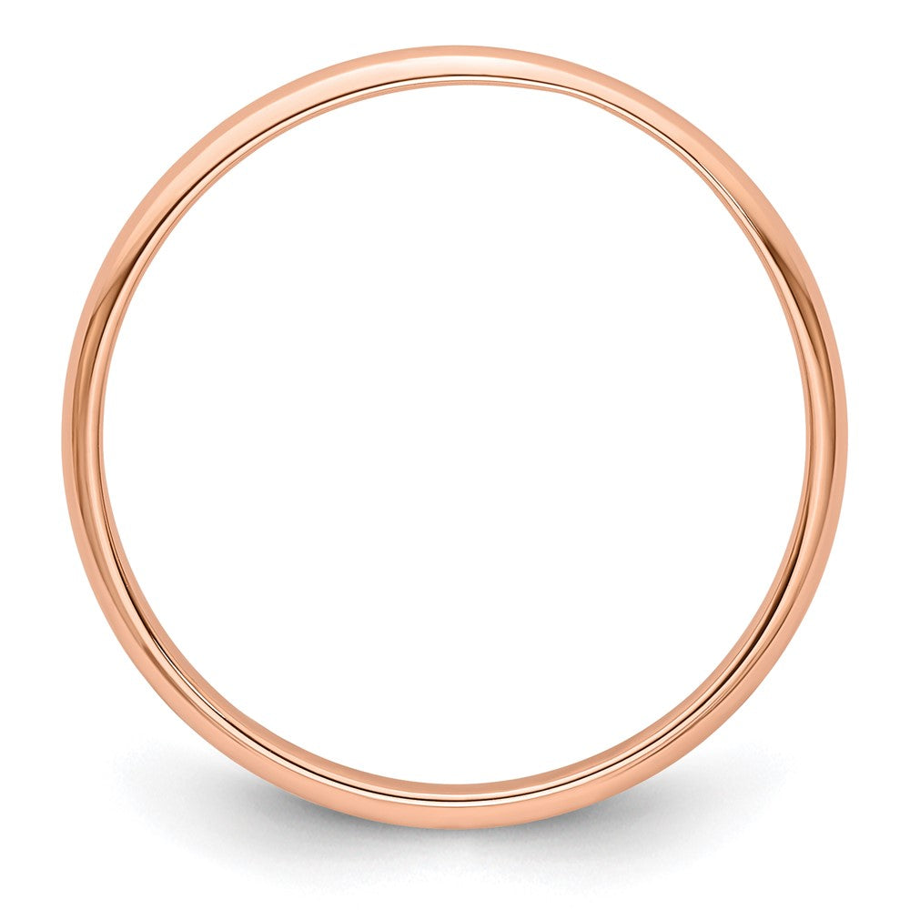 14k Rose Gold 2mm Lightweight Half Round Wedding Band Size 10