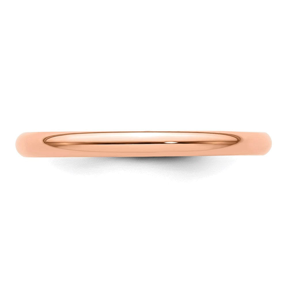 14k Rose Gold 2mm Lightweight Half Round Wedding Band Size 11.5