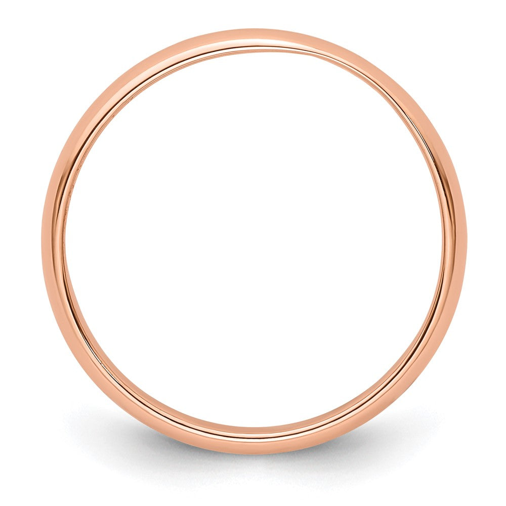 14k Rose Gold 3mm Lightweight Half Round Wedding Band Size 8