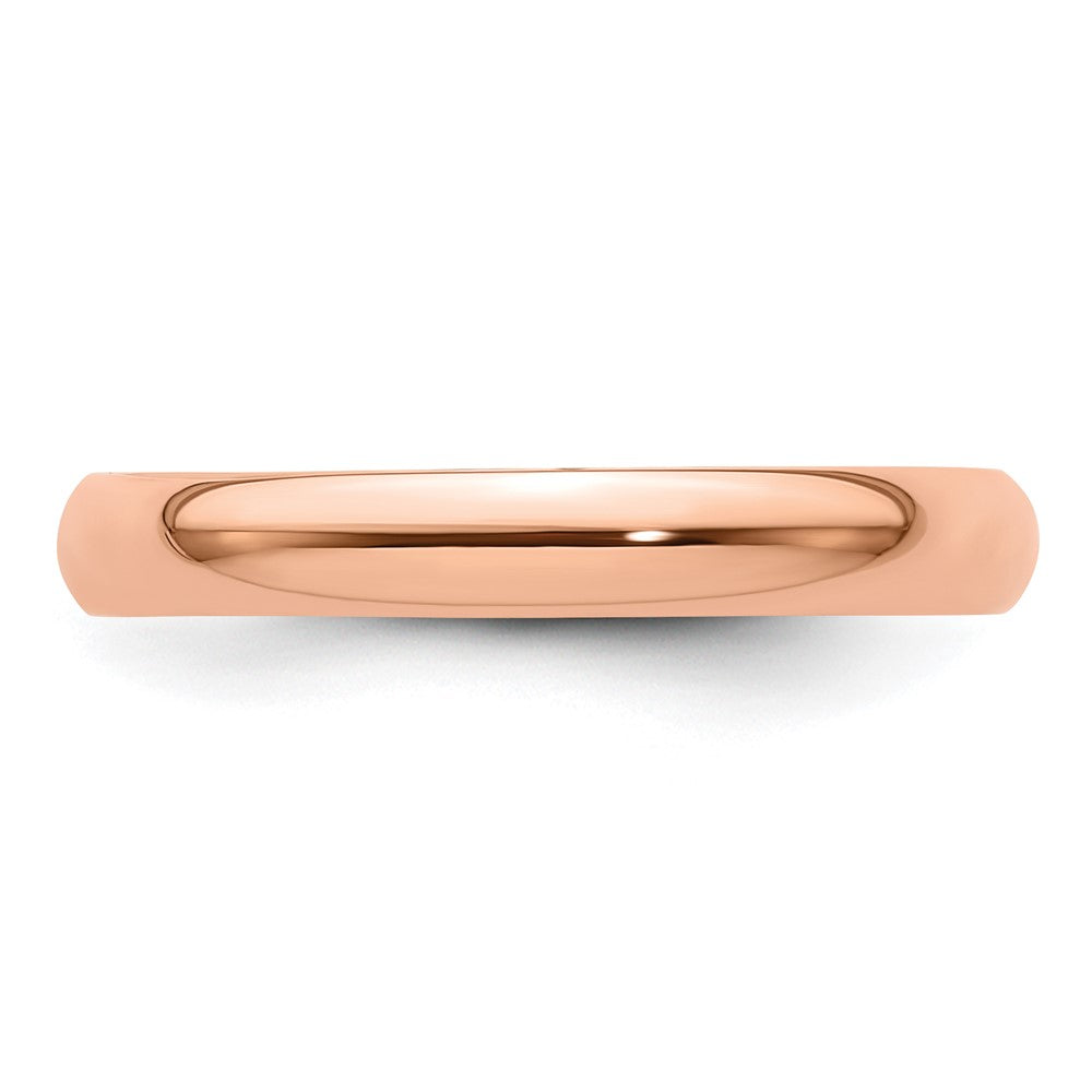 14k Rose Gold 3mm Lightweight Half Round Wedding Band Size 12
