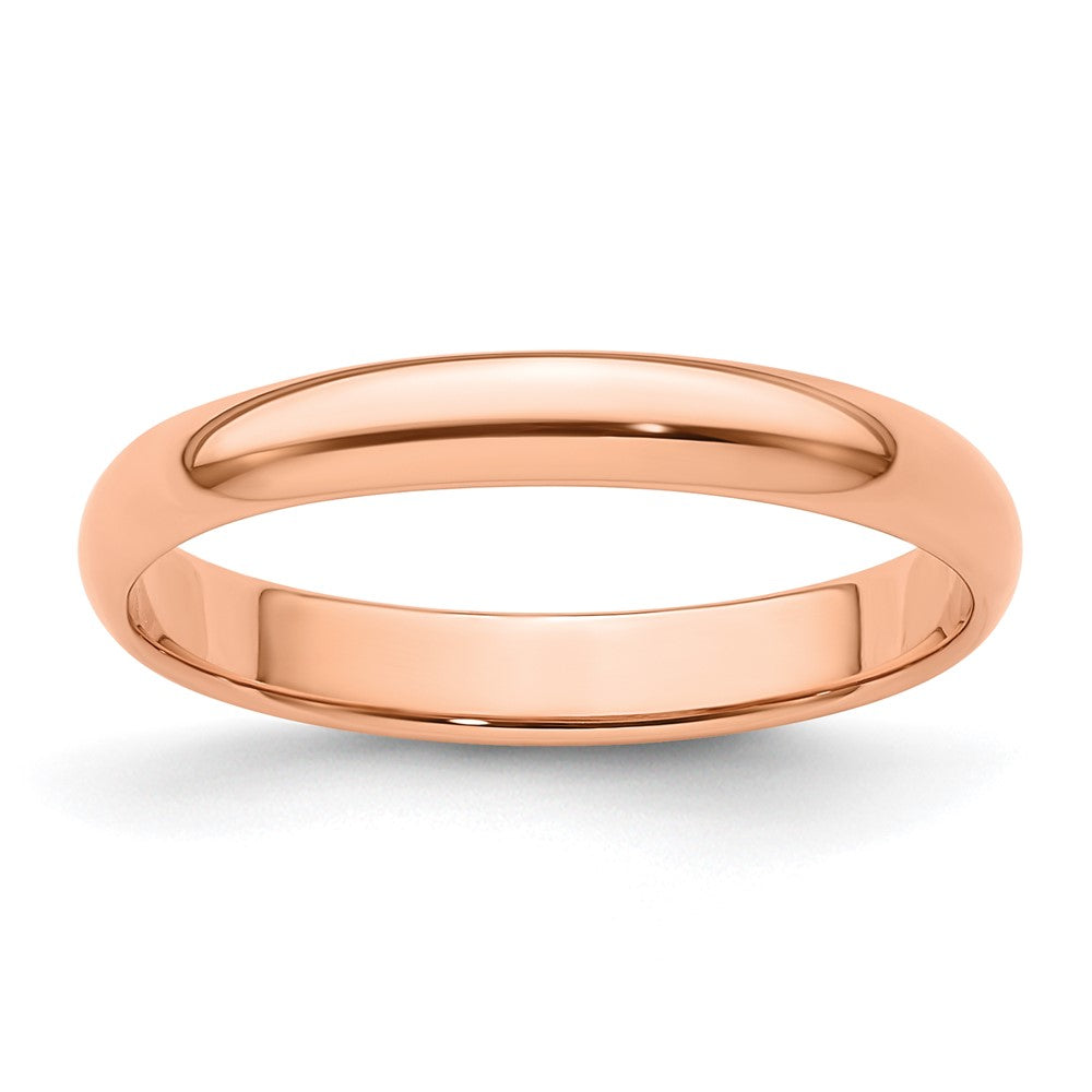 14k Rose Gold 3mm Lightweight Half Round Wedding Band Size 6